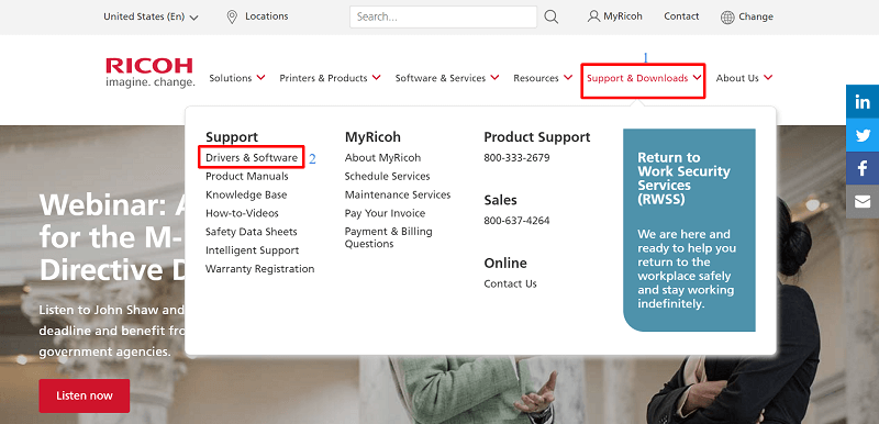 Hit the button of Support & Downloads tab and select Drivers & Software