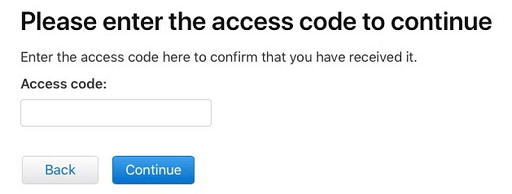 enter the access code to continue