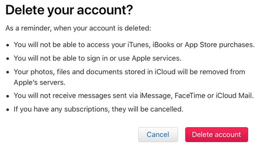 Delete apple Account