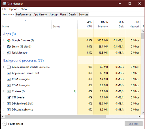 Restart the Steam and Computer- Open task manager