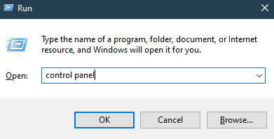 Disable Windows Firewall or Antivirus - Open control panel via run box