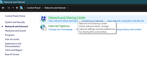 Check the Internet Connection - Click on network and sharing center