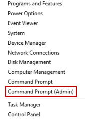 Command Prompt (Admin) from the available options