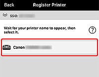 Printing from iPhone on Canon printer - touch the printer name