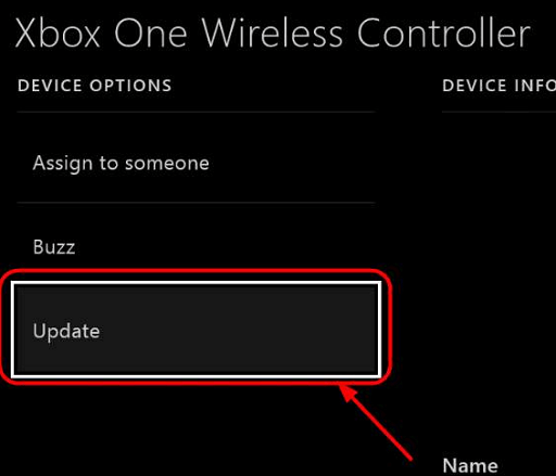 Update the firmware of your Xbox controller- Choose the update option