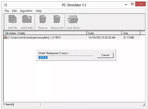 PC Shredder- A compact and portable free data shredding software