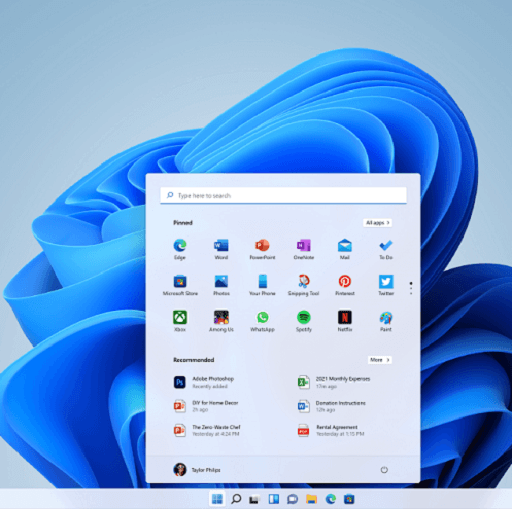 Features of the All-New Windows 11- Central Menu