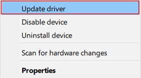 Arduino Nano and choose Update driver.