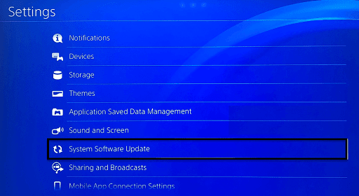 Update the Operating System of PS4 - system software update