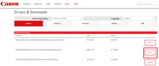 Download Canon PIXMA MG2522 Drivers- select the software package