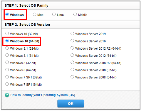updated driver from Brother’s website - select the operating system
