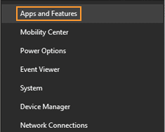 Choose Apps and Features from the menu on your screen
