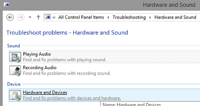 Click on Hardware and Devices