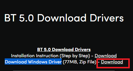 Download the driver zip file