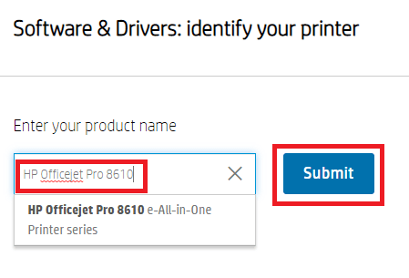 HP Officejet Pro 8610 and click Submit