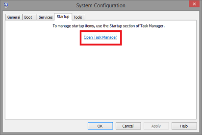 system configuration- open task manager