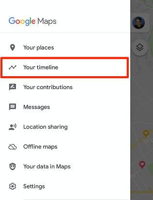Viewing Google location history on Android- Click on your timeline