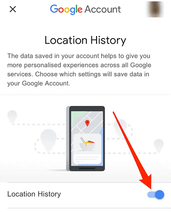 Turning off Google location history on iPhone- on location history