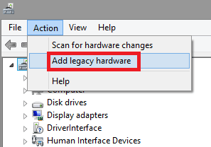 Device manager- click on action and the nadd legacy hardware