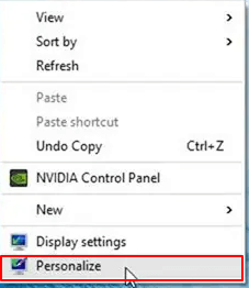 Change the theme- Open Personalize setrting