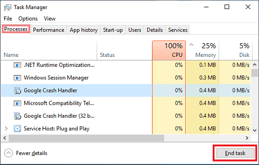 end task the unnecesary programs from the task manager