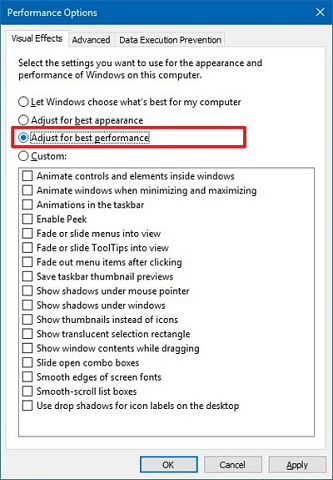 change the performance option to Adjust for best performance