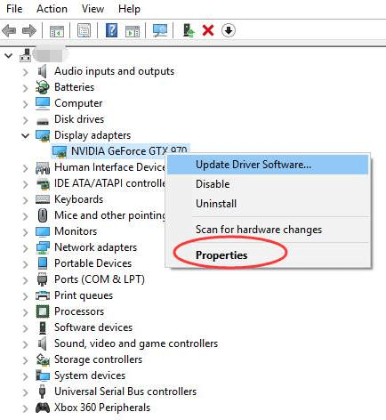 NVIDIA driver and select the option to open its Properties window