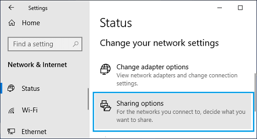 select the Sharing options