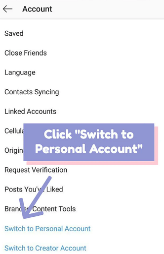 Switch to personal account