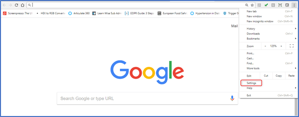 google chrome setting