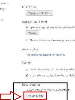 Reset settings